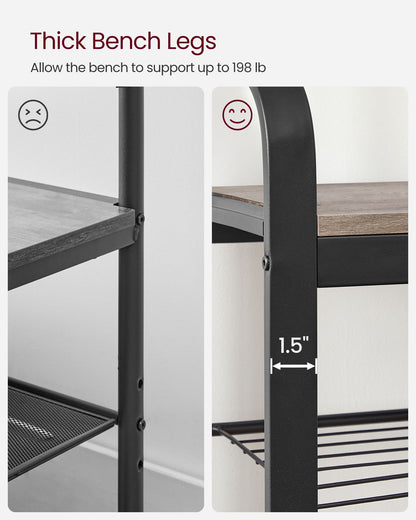 Coat Rack with Shoe Bench for Entryway