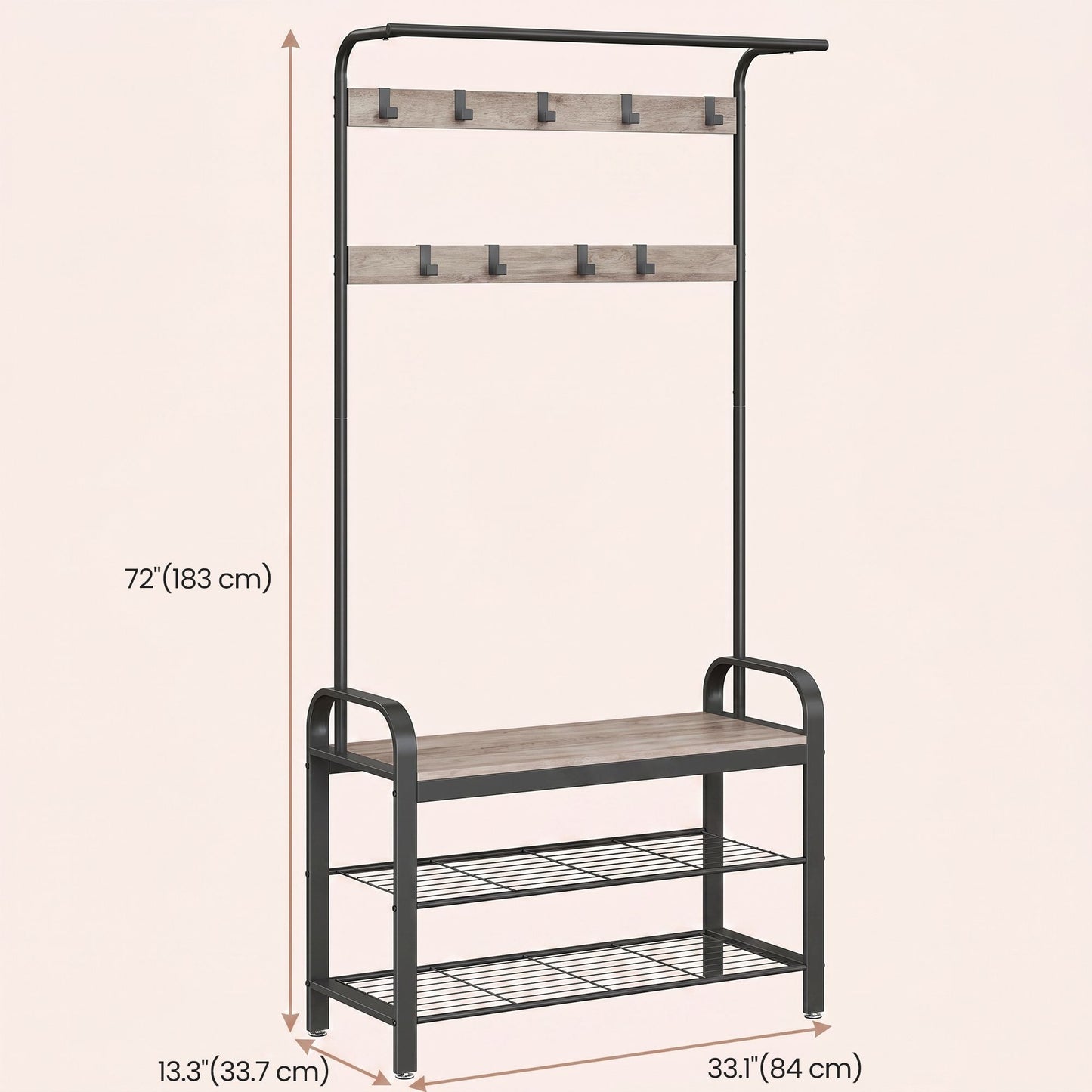 Coat Rack, Hall Tree with Shoe Bench, Entryway Bench with Coat Rack - image 3