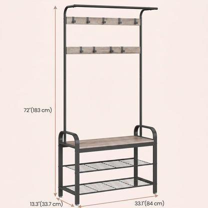 Coat Rack, Hall Tree with Shoe Bench, Entryway Bench with Coat Rack - image 3