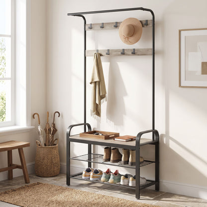Coat Rack, Hall Tree with Shoe Bench, Entryway Bench with Coat Rack - image 4