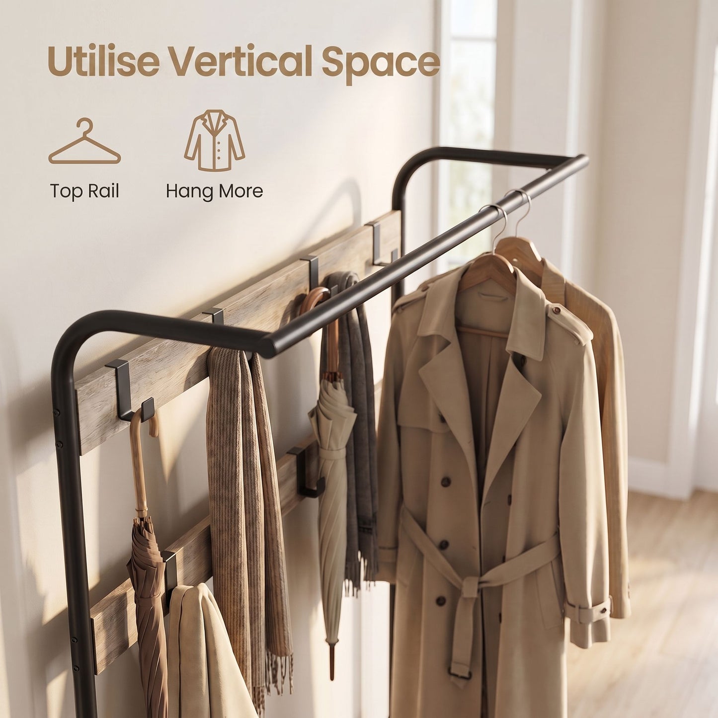 Coat Rack, Hall Tree with Shoe Bench, Entryway Bench with Coat Rack - image 6