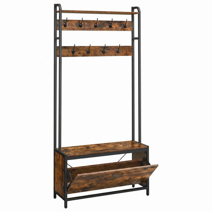 Coat Rack with Shoe Storage, Hall Tree with Bench, for Hallway - image 1