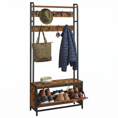 Coat Rack with Shoe Storage, Hall Tree with Bench, for Hallway - image 2