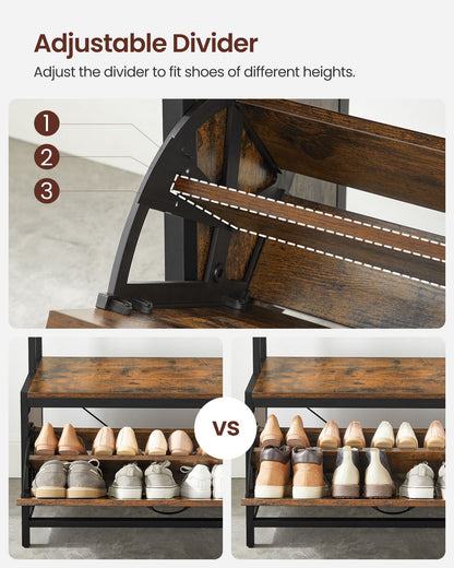 Coat Rack with Shoe Storage, Hall Tree with Bench, 9 Hooks and Top Shelf - image 7