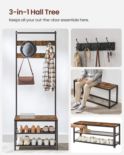 Hall Tree with Bench and Shoe Storage