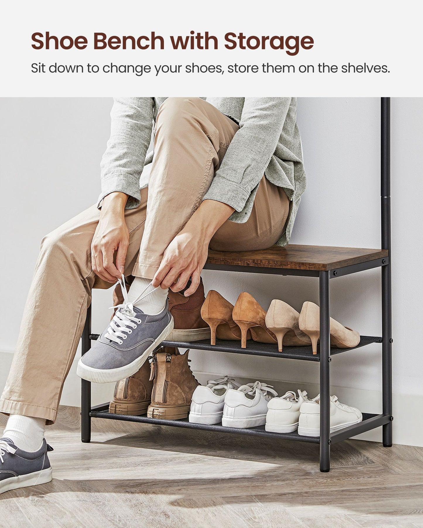 Hall Tree with Bench and Shoe Storage