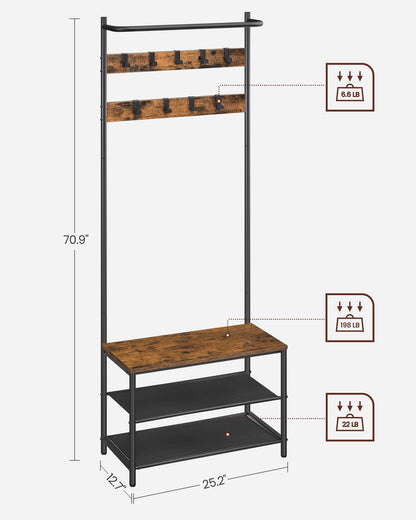 Hall Tree with Bench and Shoe Storage