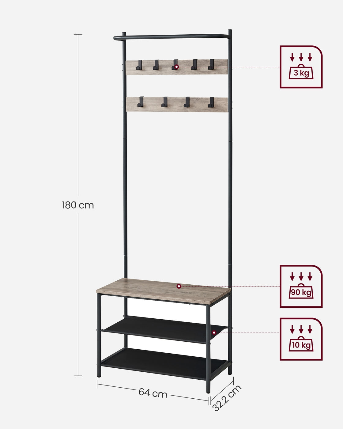 Coat Stand with Shoe Bench - image 22