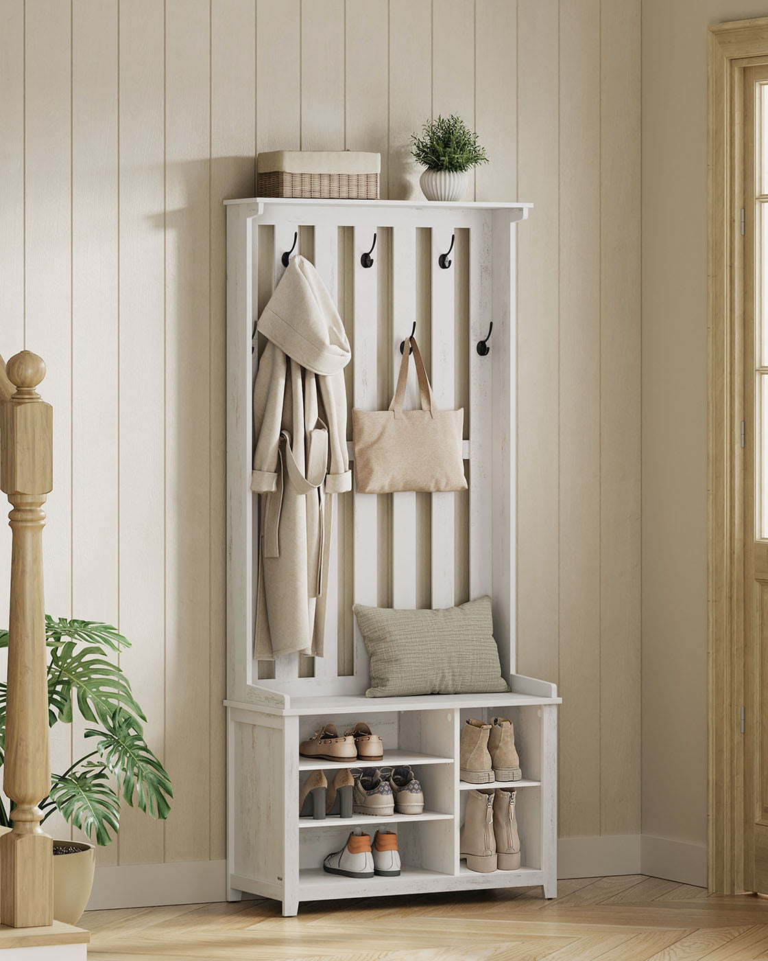 Hall Tree with Bench and Shoe Storage