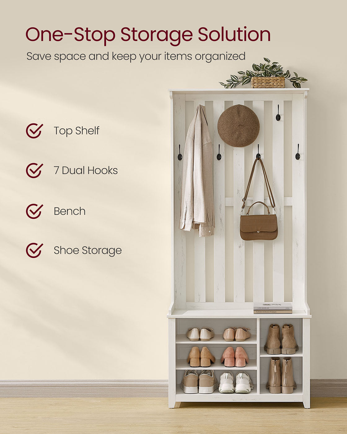 Hall Tree with Bench and Shoe Storage
