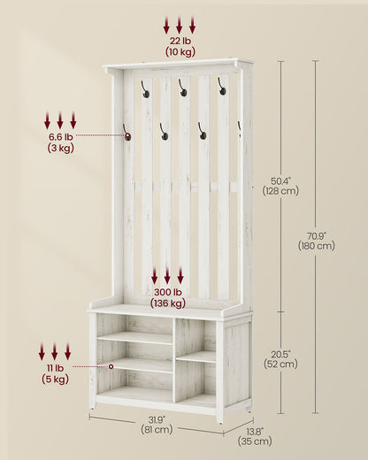 Hall Tree with Bench and Shoe Storage
