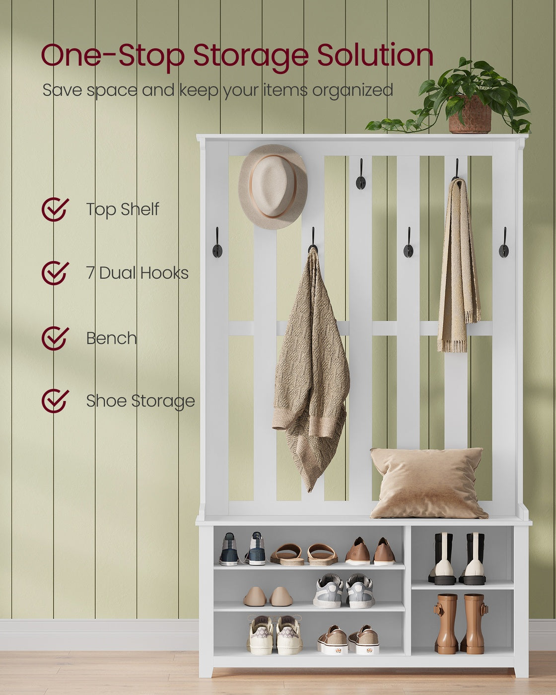 Hall Tree with Bench and Shoe Storage