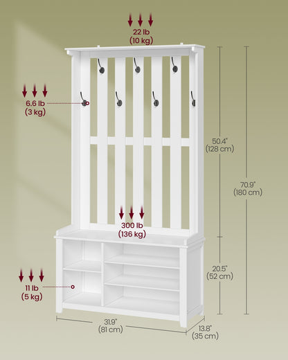 Hall Tree with Bench and Shoe Storage