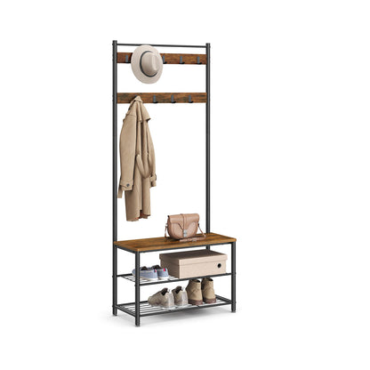 Vintage Coat Rack | Shoe Bench | Hall Tree for Entryway