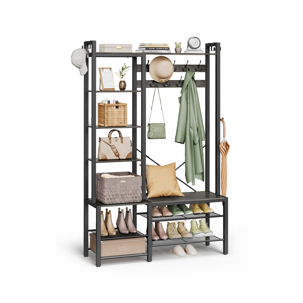 9 Hook Coat Rack with Shoe Bench - image 16