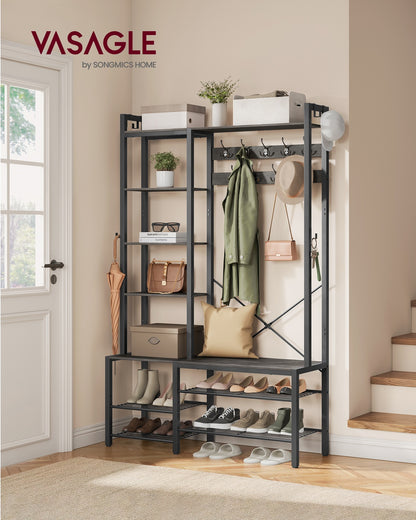 9 Hook Coat Rack with Shoe Bench - image 17