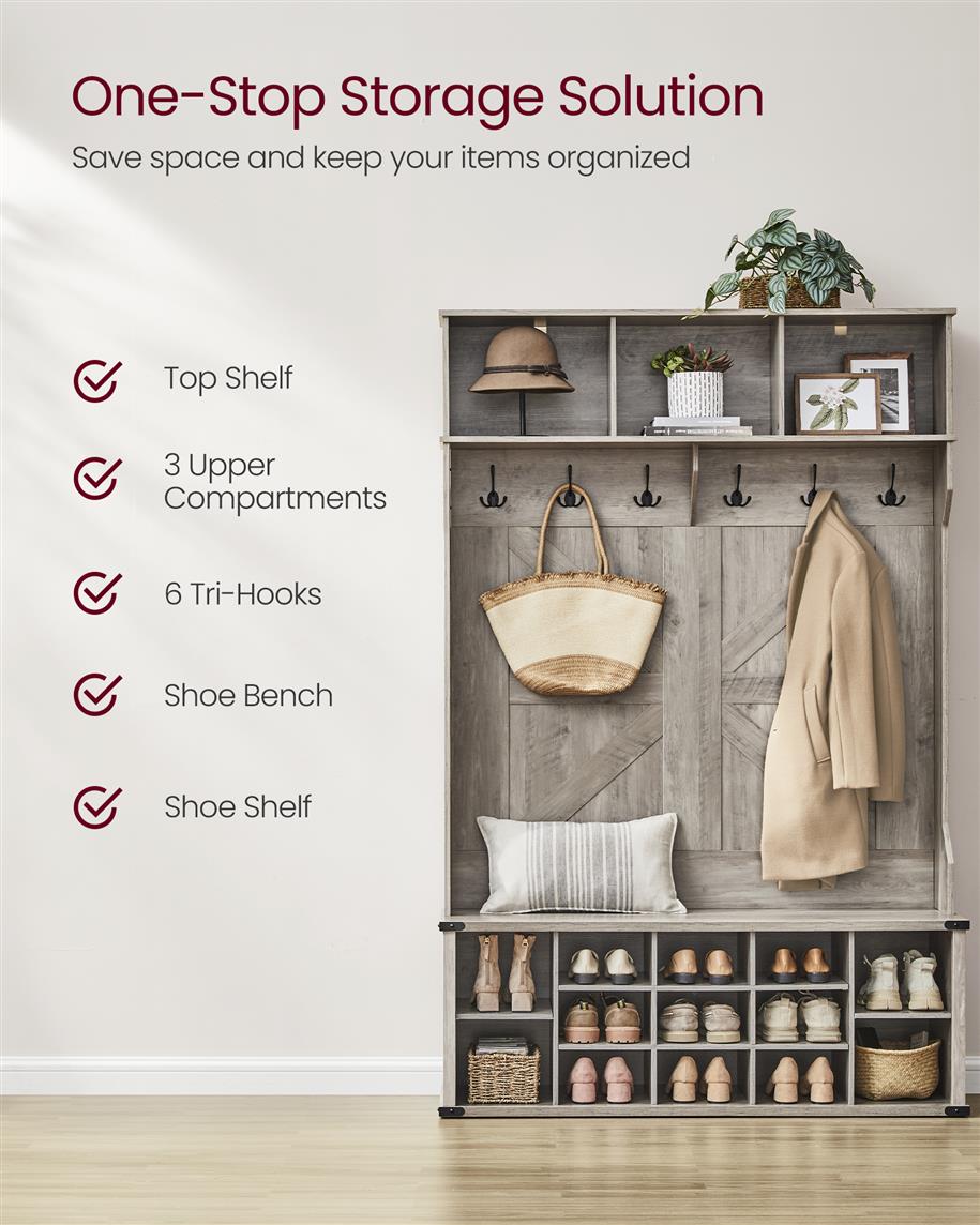 Hall Tree with Bench and Shoe Storage