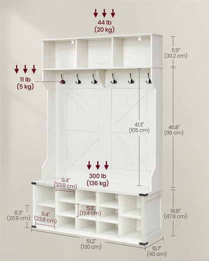 Hall Tree with Bench and Shoe Storage