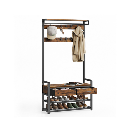 Hall Tree with Bench and Shoe Storage