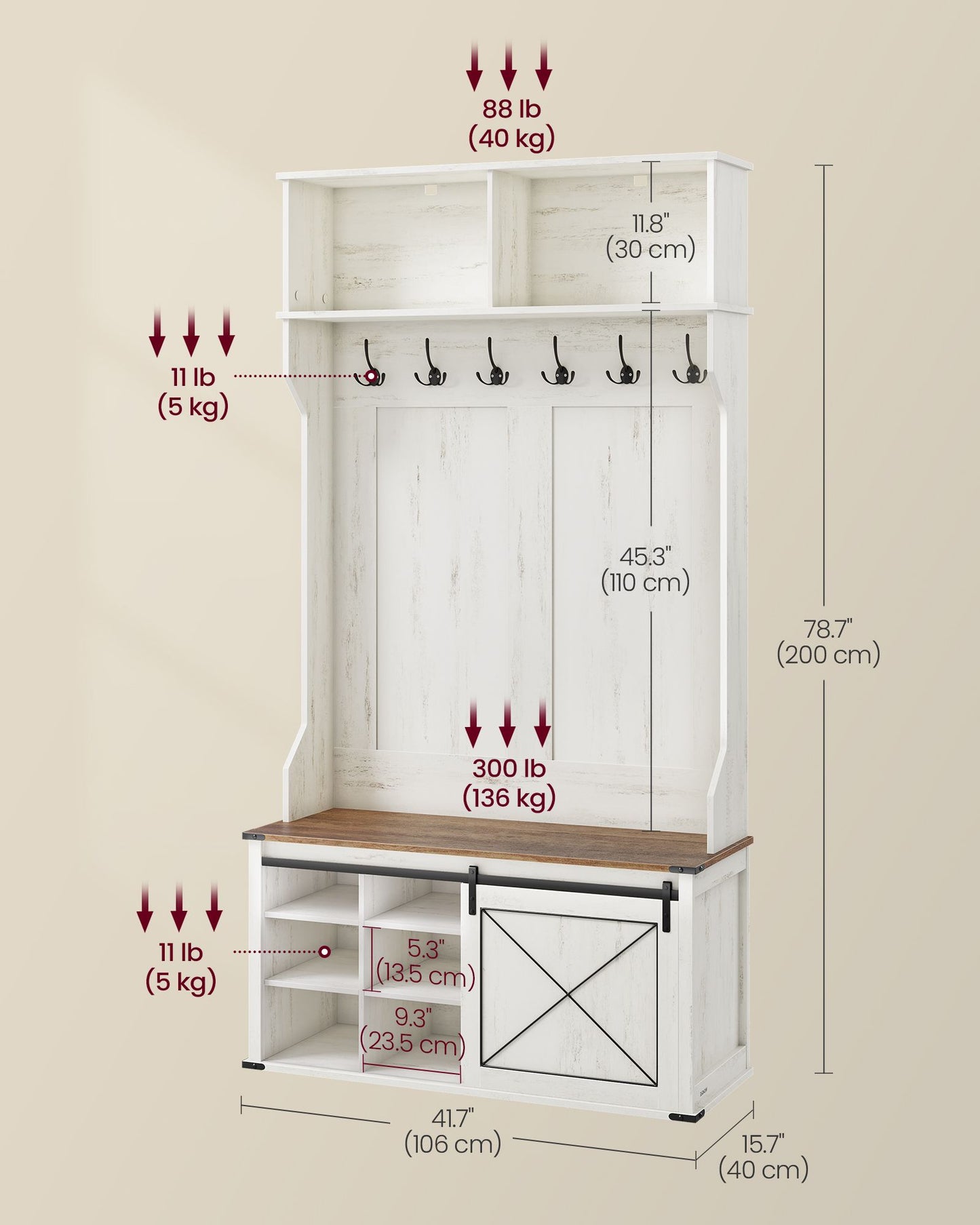 Hall Tree with Bench and Shoe Storage