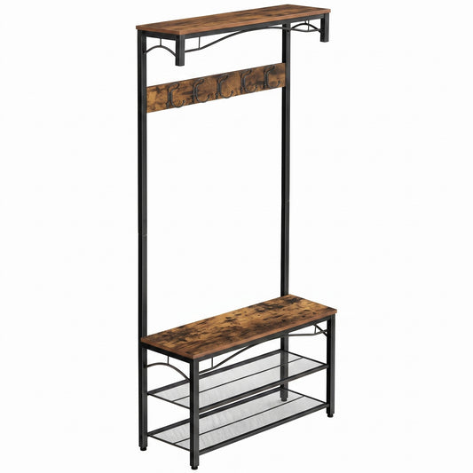 Hallway Coat and Shoe Rack with Bench, 32 x 80 x 178.5 cm, Brown - image 1
