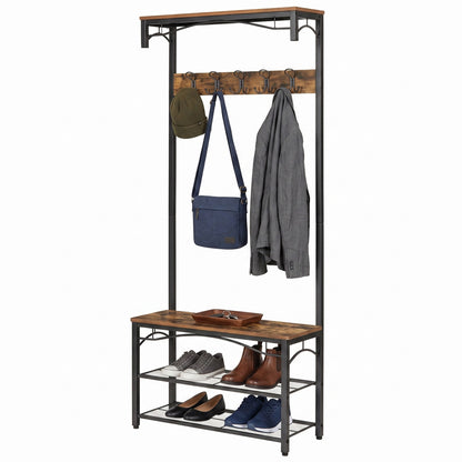 Hallway Coat and Shoe Rack with Bench, 32 x 80 x 178.5 cm, Brown - image 2