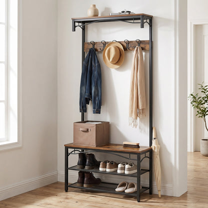 Hallway Coat and Shoe Rack with Bench, 32 x 80 x 178.5 cm, Brown - image 4