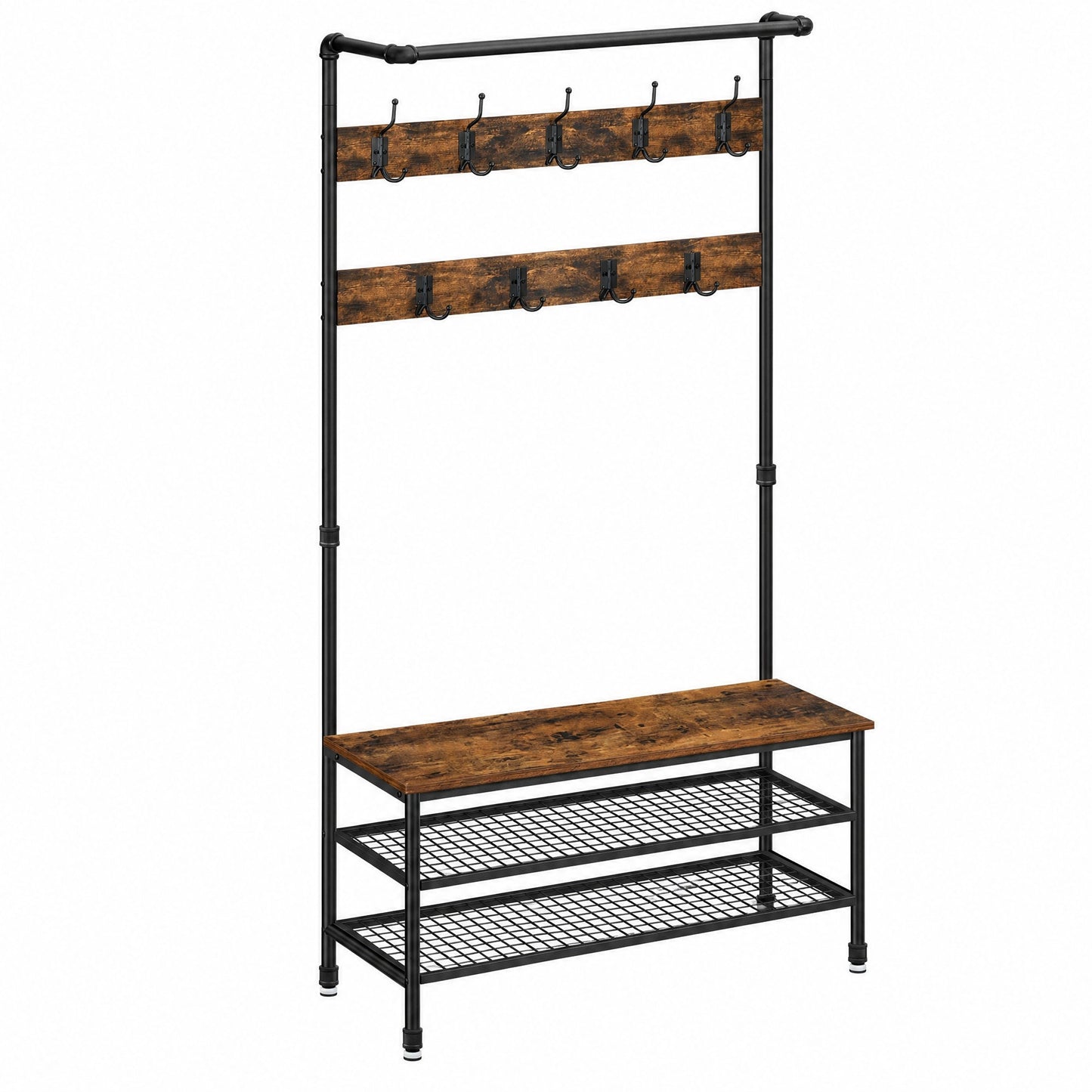 Hall Tree with Shoe Storage Bench for Entryway, Coat Rack, with 9 Hooks - image 8