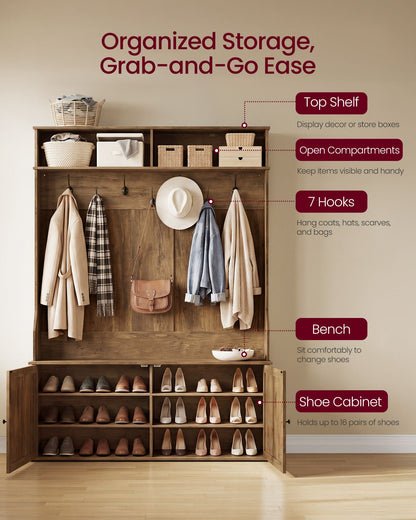 Hall Tree with Bench and Shoe Storage - image 4