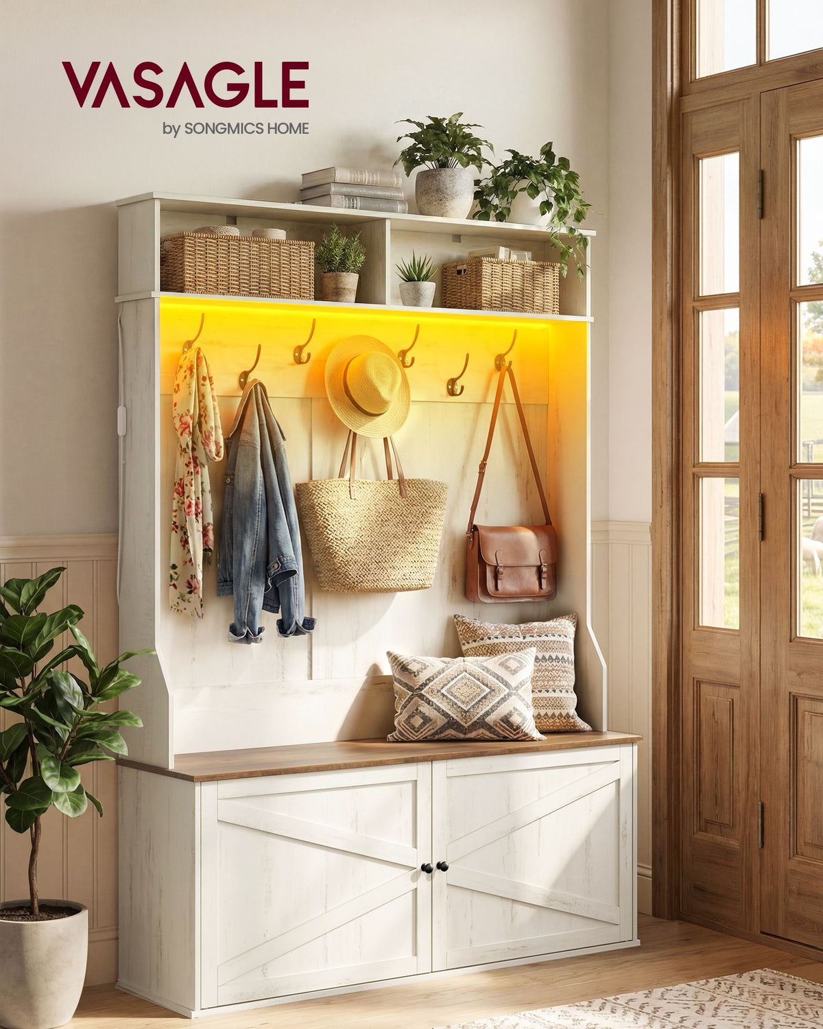 Hall Tree with Bench and Shoe Storage