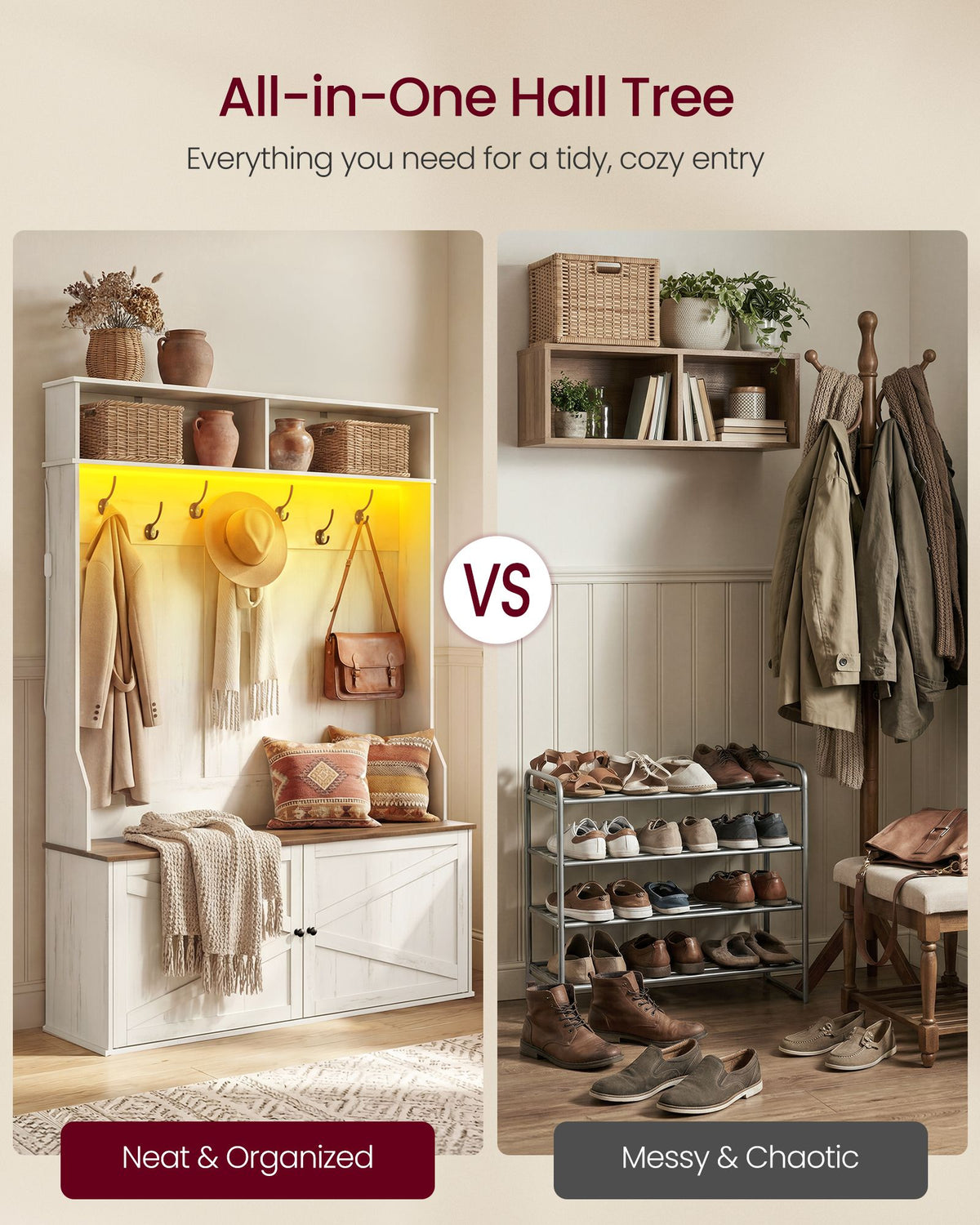Hall Tree with Bench and Shoe Storage