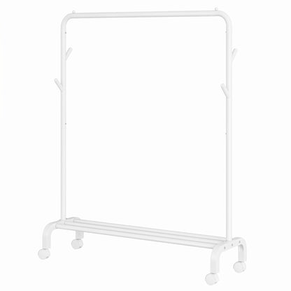 Clothes Rack, Single-Rod Clothing Rack with Wheels, Heavy-Duty Garment Rack
