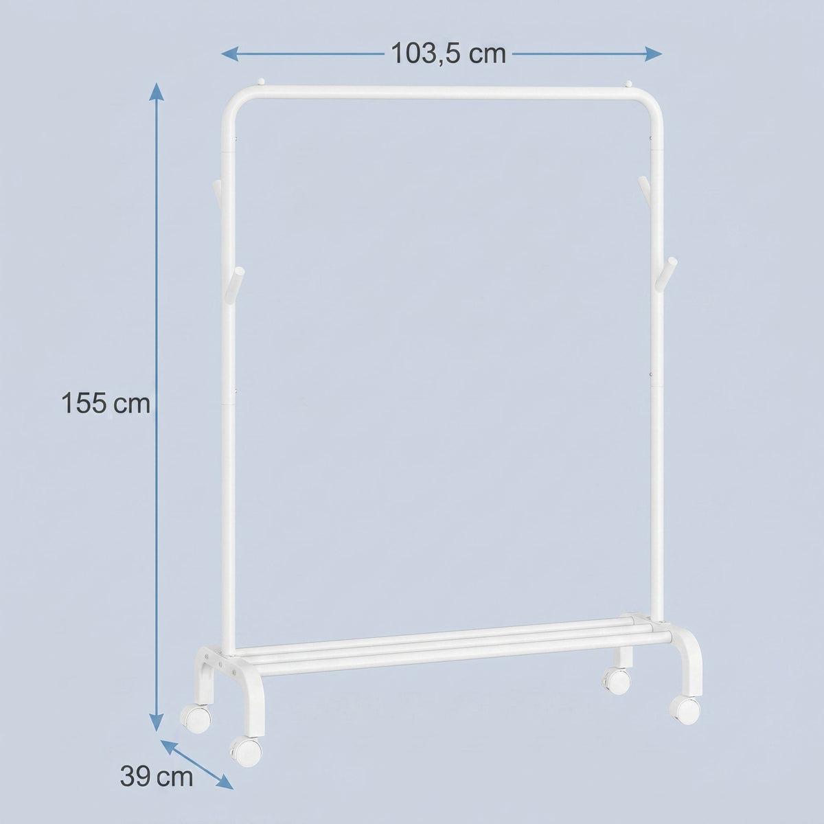 Clothes Rack, Single-Rod Clothing Rack with Wheels, Heavy-Duty Garment Rack