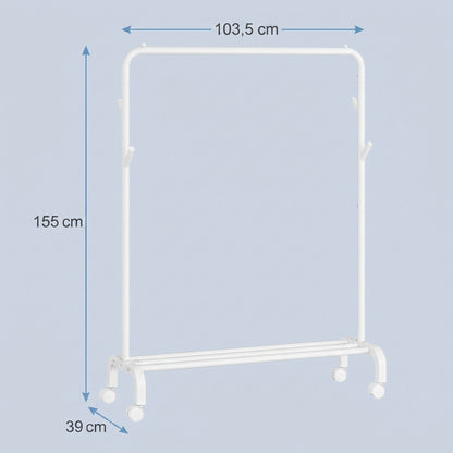 Clothes Rack, Single-Rod Clothing Rack with Wheels, Heavy-Duty Garment Rack