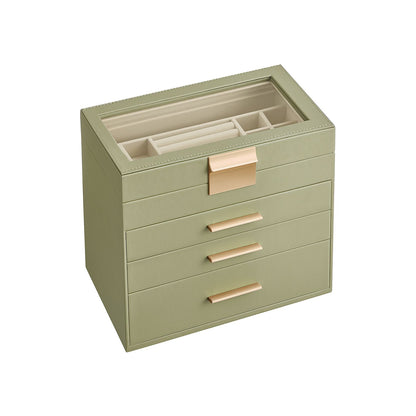 4-Layer Jewelry Box with Glass Lid for Big Jewelry