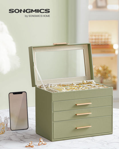 4-Layer Jewelry Box with Glass Lid for Big Jewelry