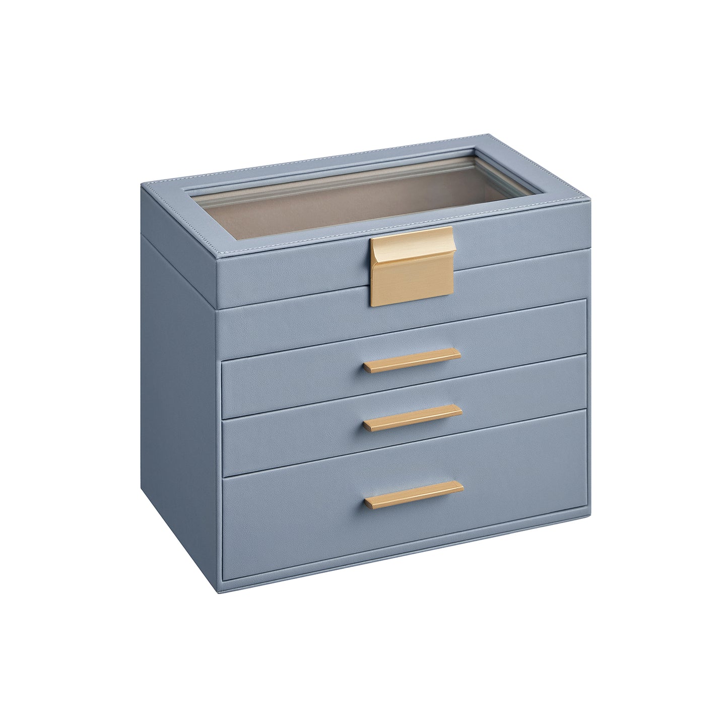 4-Layer Jewelry Box with Glass Lid for Big Jewelry