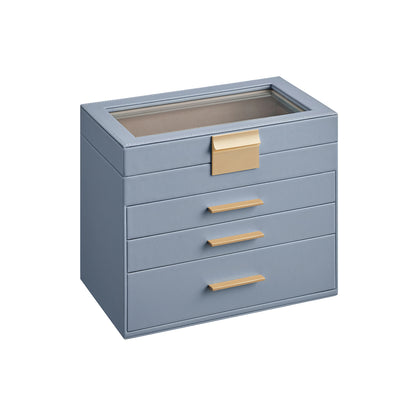 4-Layer Jewelry Box with Glass Lid for Big Jewelry