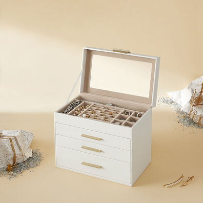 4-Layer Jewelry Box with Glass Lid for Big Jewelry