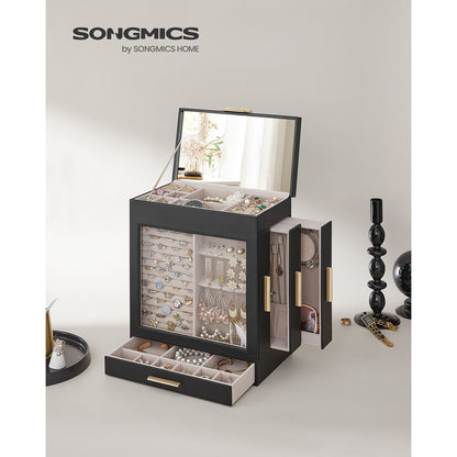 5-Layer Jewelry Organizer with 3 Side Drawers - HWLEXTRA 