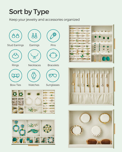 5-Layer Jewelry Organizer with 3 Side Drawers - HWLEXTRA 