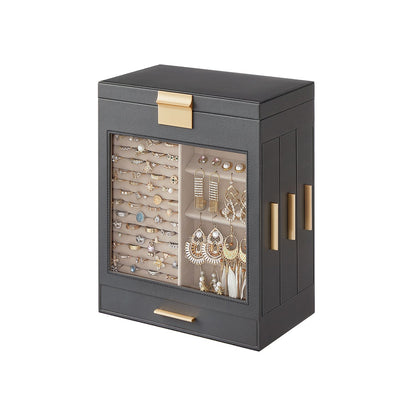 5-Layer Jewelry Organizer with 3 Side Drawers - HWLEXTRA 