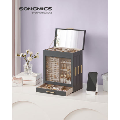 5-Layer Jewelry Organizer with 3 Side Drawers - HWLEXTRA 