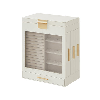 Jewellery Box with Glass Window, 5-Layer Jewellery Organiser with 3 Side Drawers, Jewellery Storage - image 2