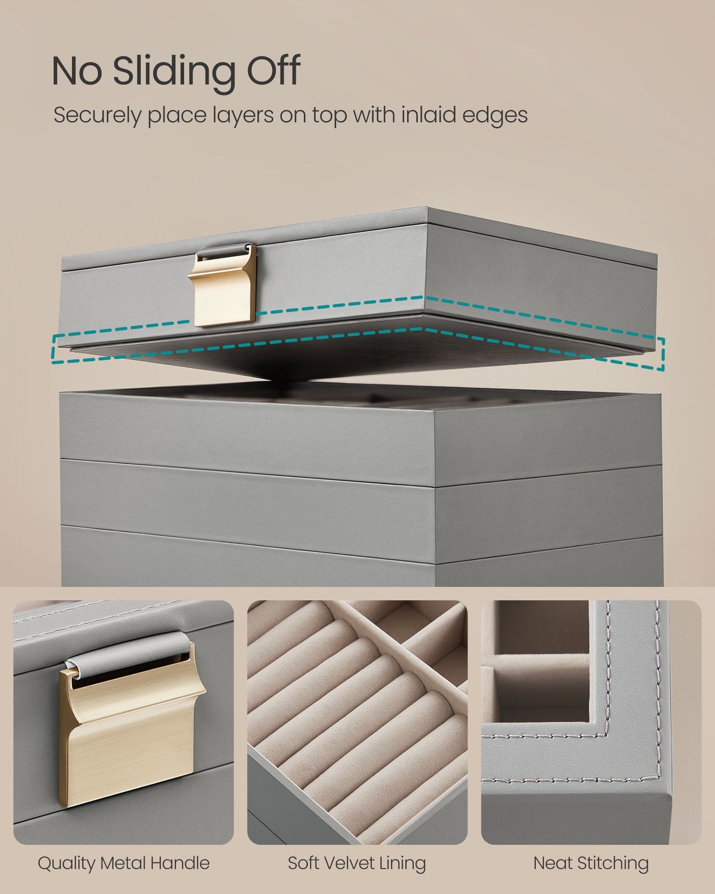 4-Tier Stackable Jewelry Trays with Glass Lid