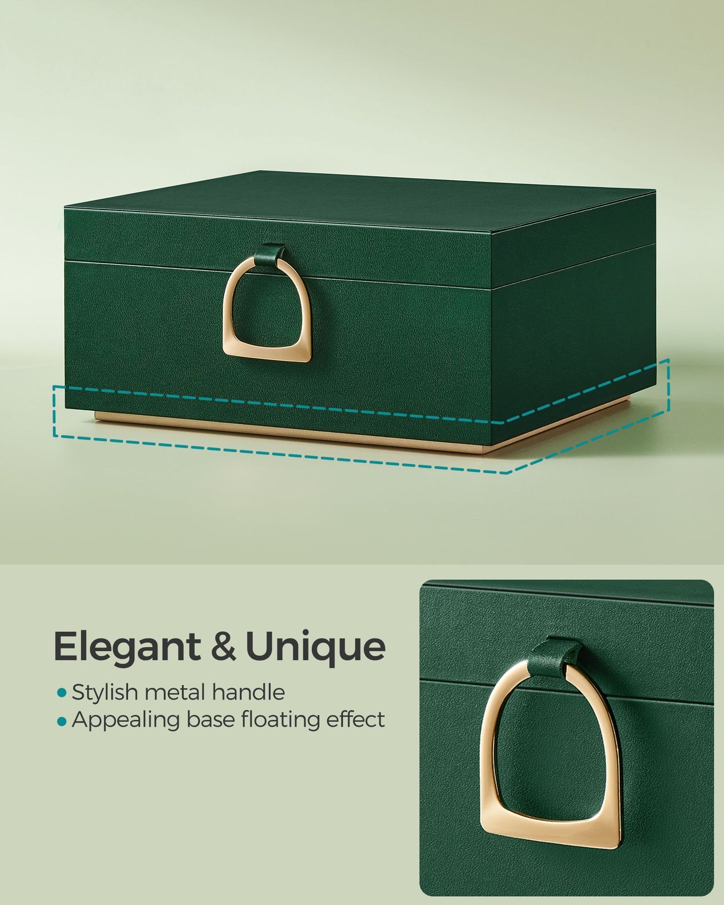 2-Layer Jewelry Box with Handle and Removable Jewelry Tray