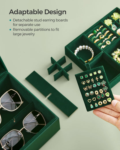 2-Layer Jewelry Box with Handle and Removable Jewelry Tray