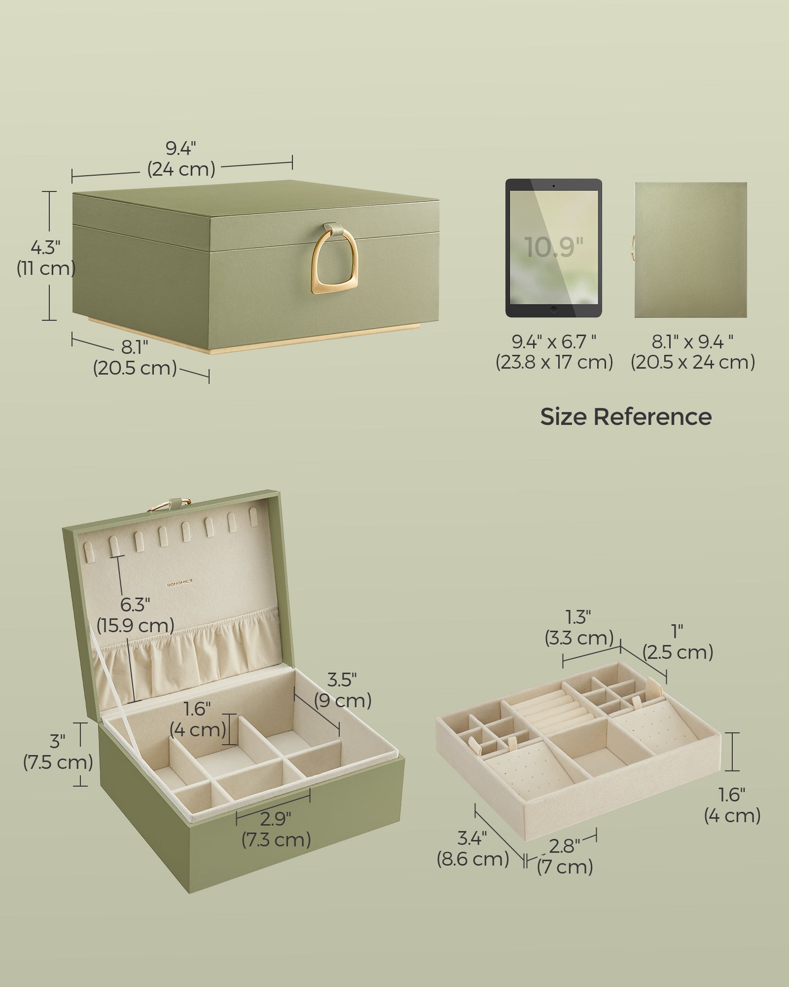 2-Layer Jewelry Box with Handle and Removable Jewelry Tray - image 7