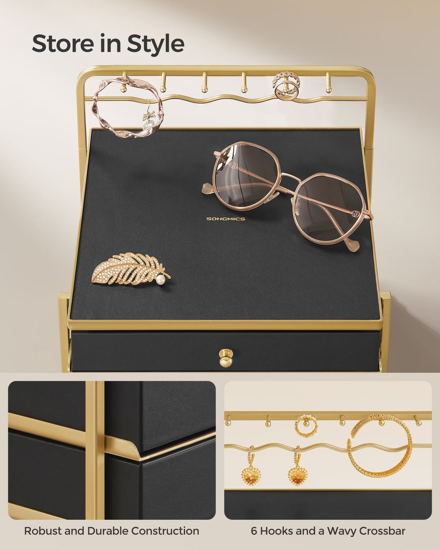 3-Tier Drawer Jewellery Box Ink Black - image 4