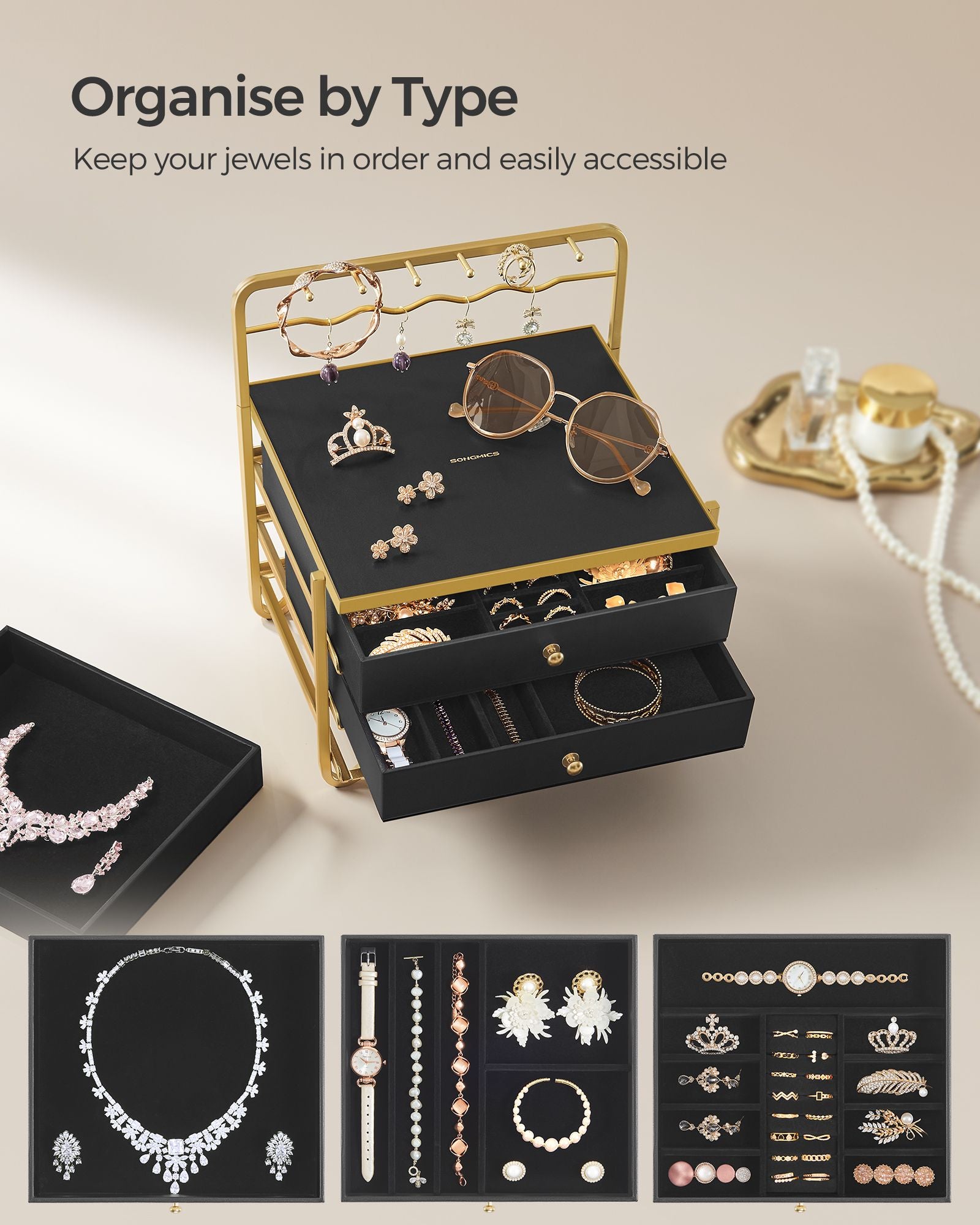 3-Tier Drawer Jewellery Box Ink Black - image 5